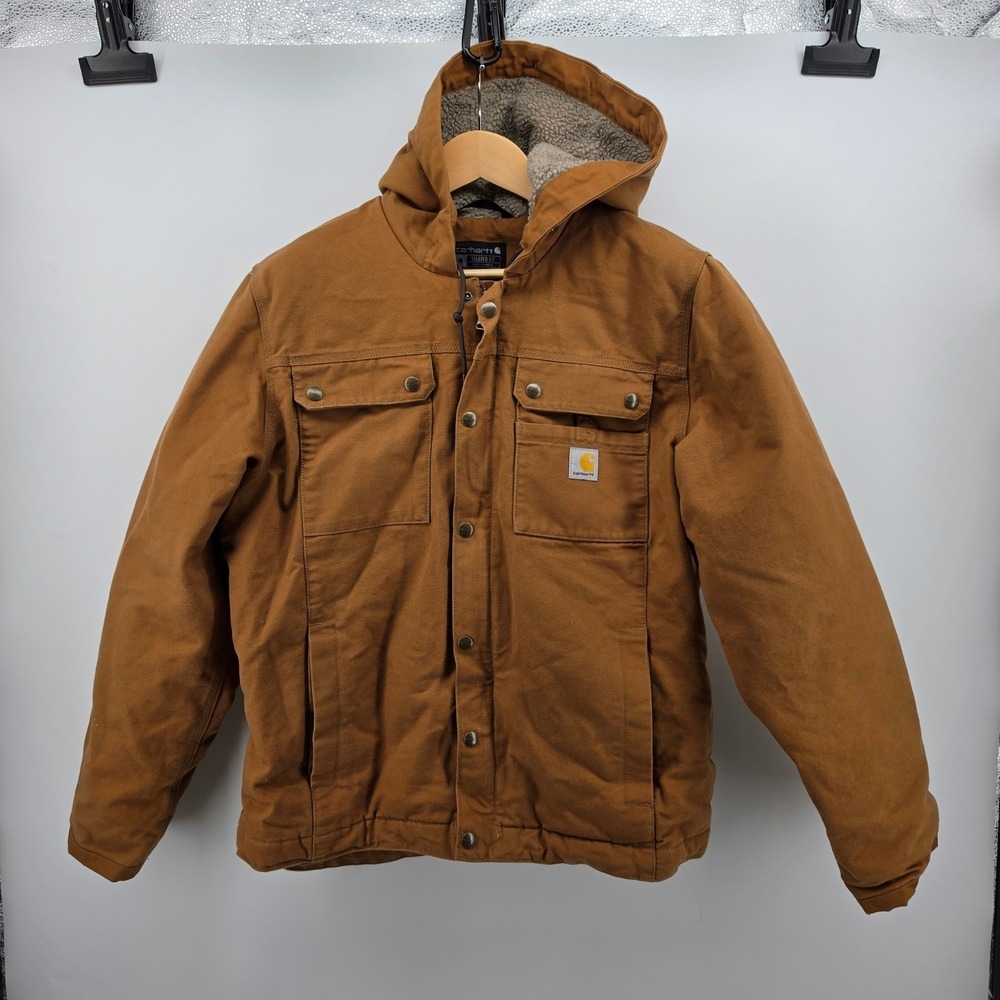 Carhartt Mens Relaxed Fit Sherpa Lined Utility Jacket Brown OJ3826-M Size Med